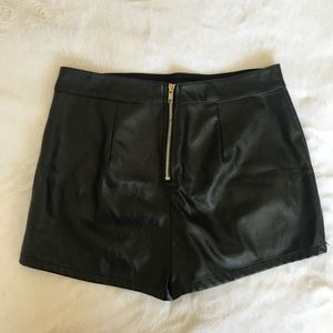 Fake leather shorts